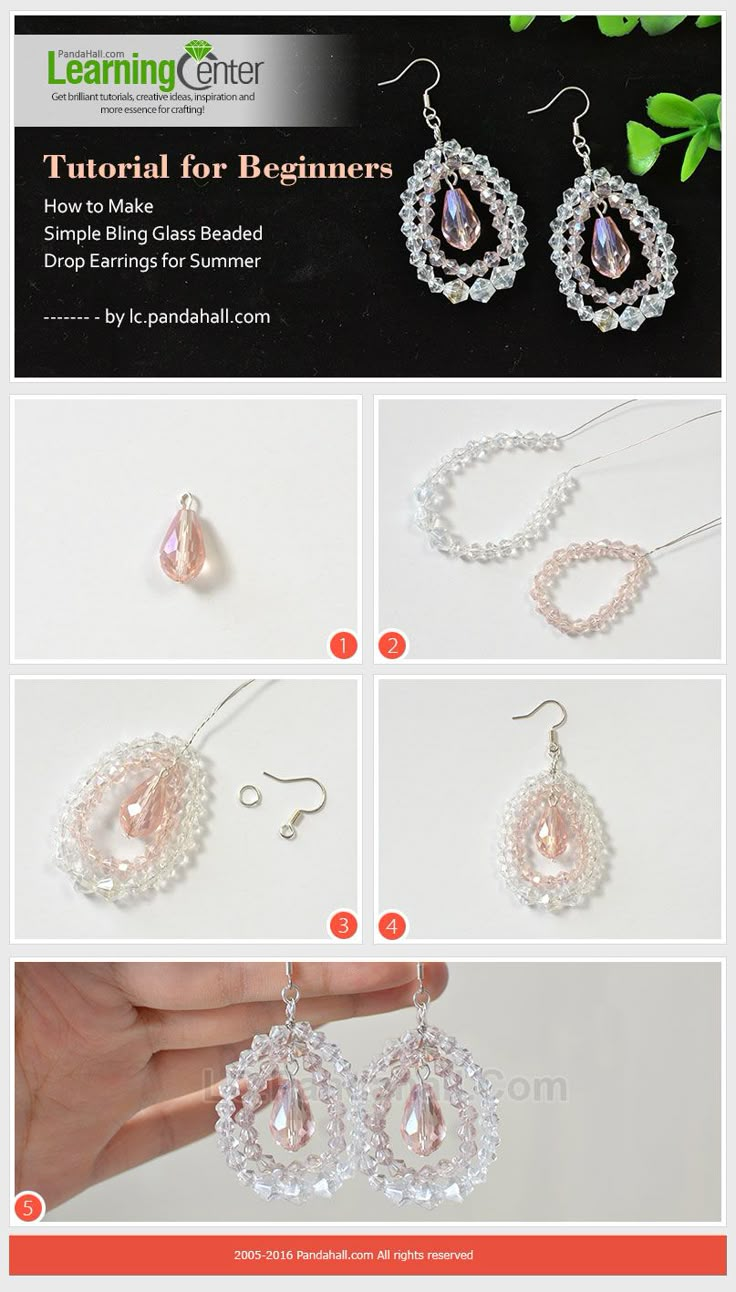 the instructions to make beaded earrings with pearls and swarong beads for beginners