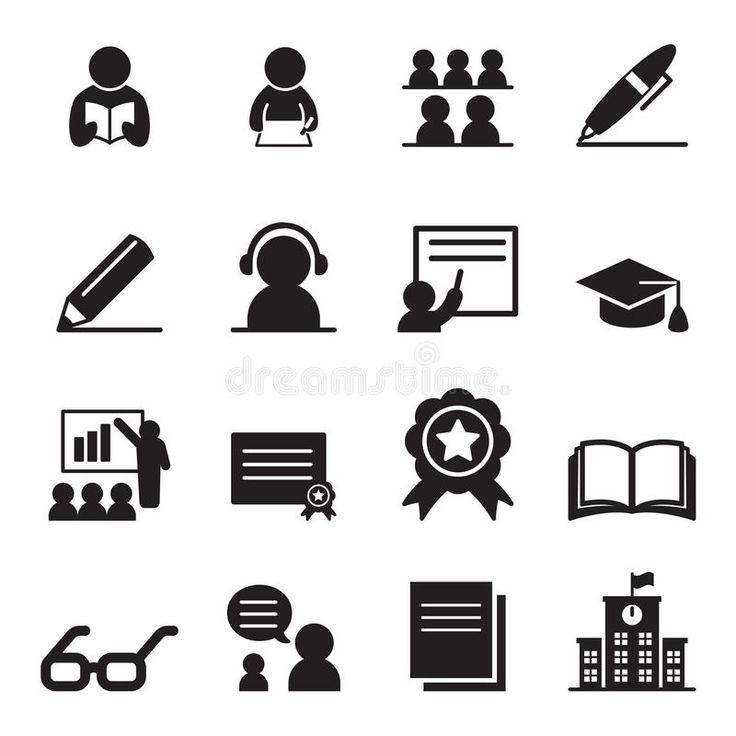 black and white icons for students