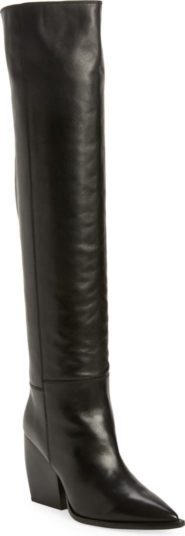 AllSaints Reina Over the Knee Boot (Women) | Nordstrom Knee Boot, All Saints, Stacked Heel, Over The Knee Boots, Over The Knee, Smooth Leather, The Knee, Favorite Things, Womens Boots