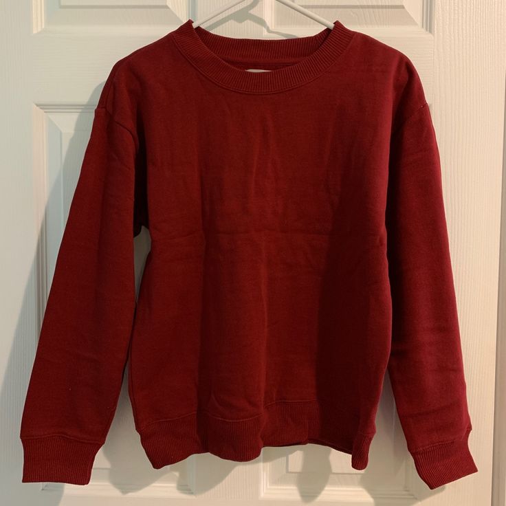 Uo Plain Red Sweatshirt. Comfortable And A Great Basic. New Without Tags Urban Outfitters Red Winter Tops, Red Urban Outfitters Tops For Winter, Urban Outfitters Red Tops For Winter, Urban Outfitters Red Long Sleeve Top, Red Long Sleeve Top From Urban Outfitters, Urban Outfitters Cotton Sweatshirt For Fall, Casual Red Sweater With Ribbed Cuffs, University Red Cotton Top For Fall, Casual Burgundy Cotton Sweater