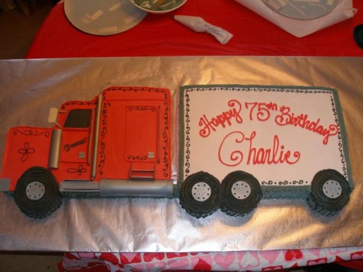 a birthday cake made to look like a tractor trailer