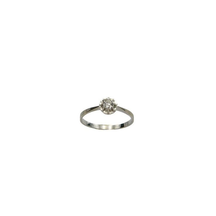 Antique engagement ring made of 0.750 white gold  Made in France in the early 20th century.  The classic, delicate shape of the ring with a diamond embedded in an openwork crown makes it timeless and makes it current in style.  High-quality diamond color/clarity I/SI1  Ring size 26 (66)  Item weight: 2.57 cm Delicate White Gold Formal Rings, Delicate White Gold Rings For Formal Occasions, Classic White Filigree Ring With Prong Setting, Delicate Silver Diamond Ring With Single Cut Diamonds, Classic White Filigree Ring With Brilliant Cut, Delicate White Gold Diamond Ring With Single Cut Diamonds, Delicate White Gold Diamond Ring For Formal Occasions, Delicate Formal Rings With Single Cut Diamonds, Delicate White Diamond Ring For Formal Occasions