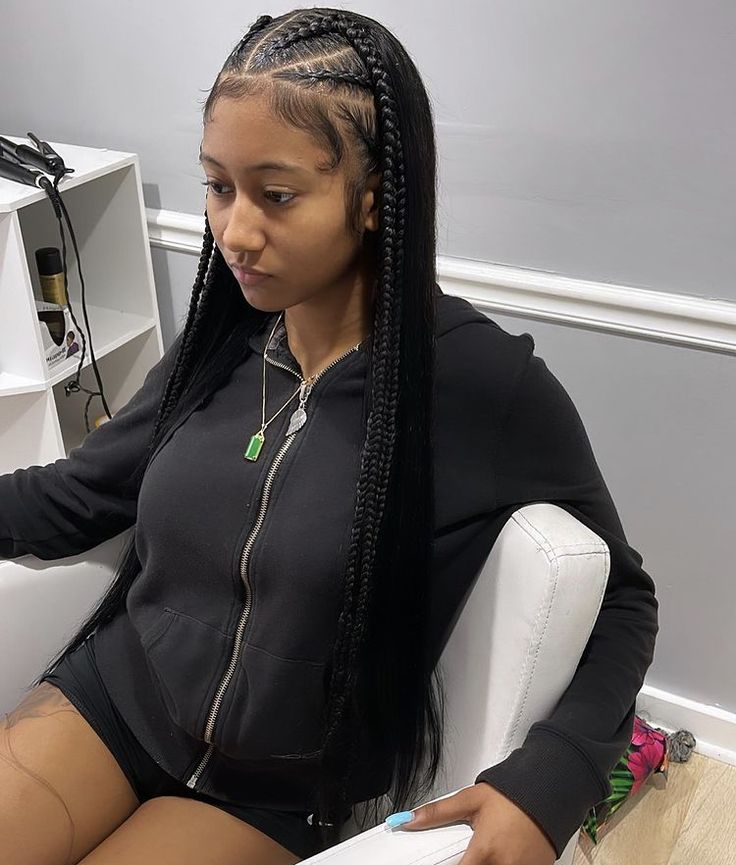 Cornrows In Front Straight Weave In Back, Braided Half Up Half Down Hair Black Women Natural Hair, Half Braids Half Straight Hair, Half Braid Half Down, Half And Half Braids, Braids With Quick Weave, Braids In The Front Weave In The Back, Braids Straight Hair, Sew In Straight Hair