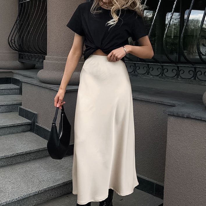 Satin Pattern, High Waist Skirt, Stil Elegant, Loose Fabric, Vest Coat, Skirt Women, Color Khaki, Sport Pants, Coat Dress