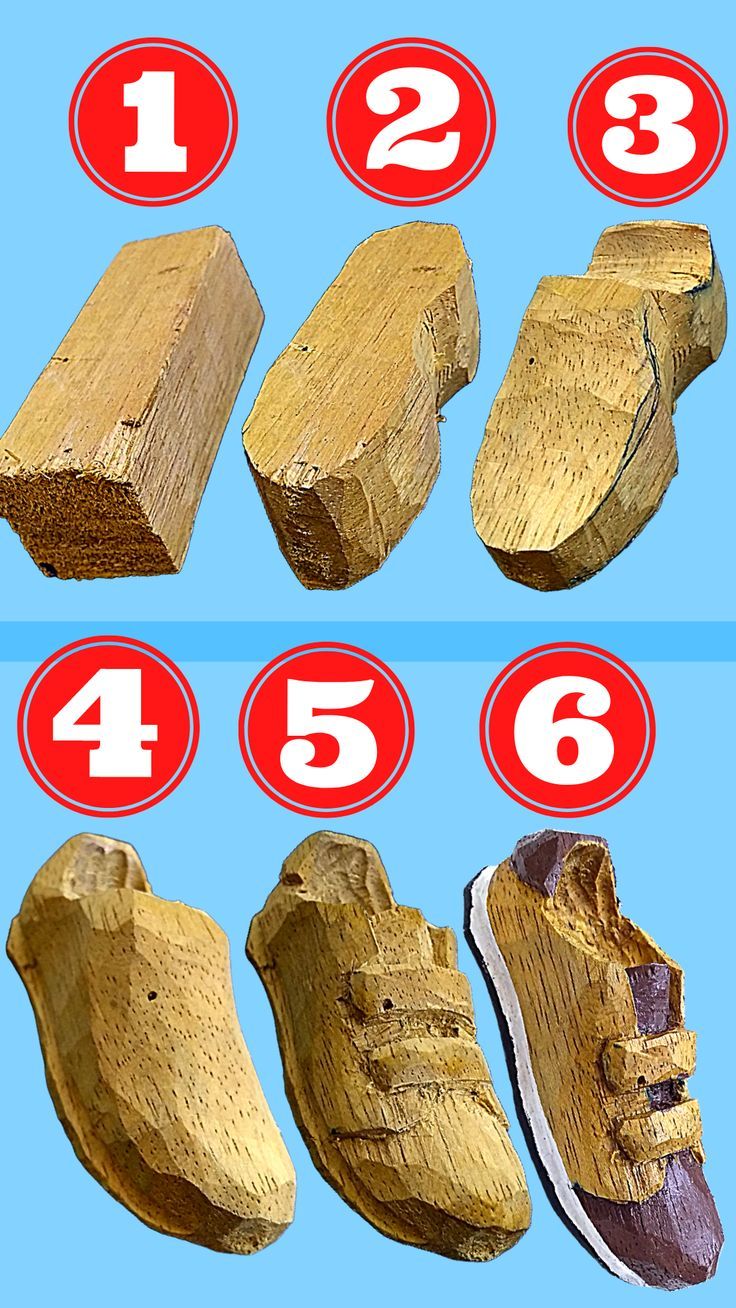 there are six different types of wooden shoes on the same page, each with numbers