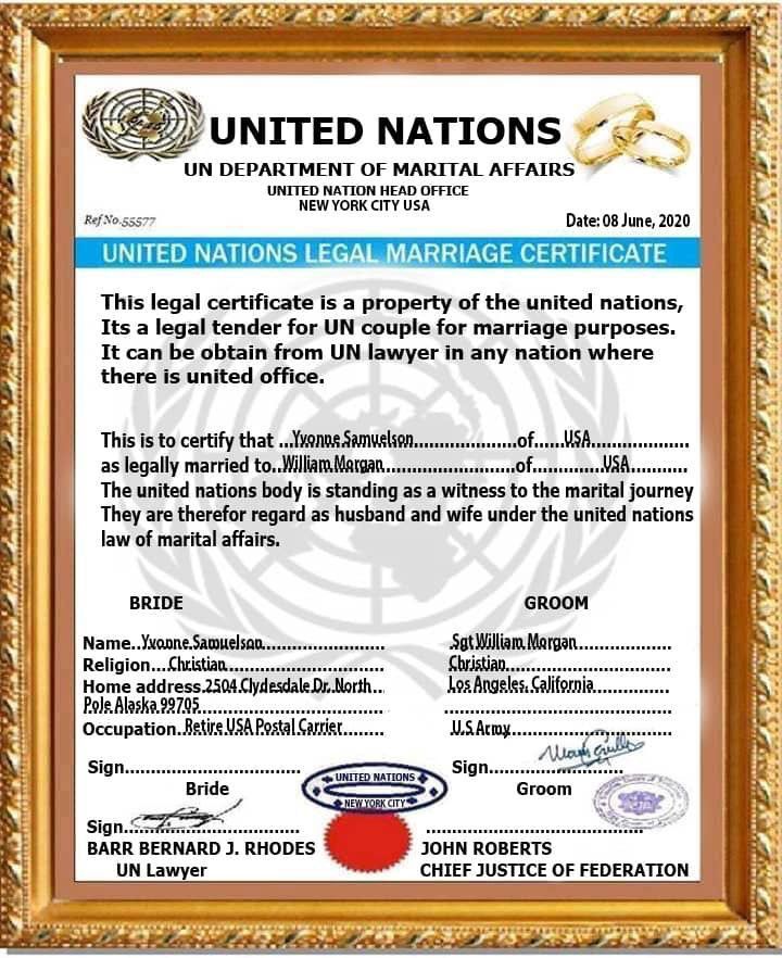 the certificate for united nations legal marriage certificate