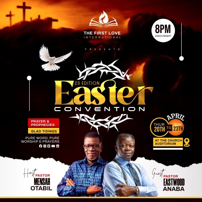 an easter convention flyer with two men