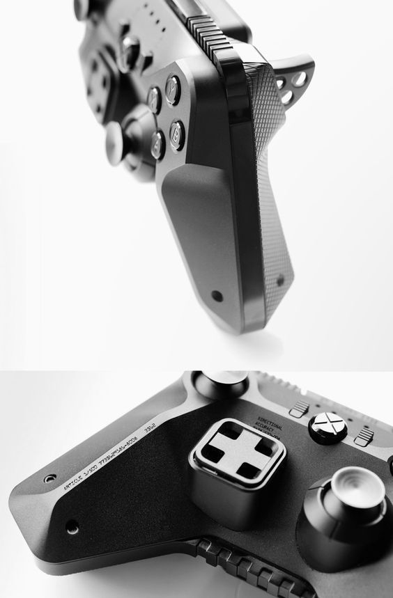 two different views of a video game controller