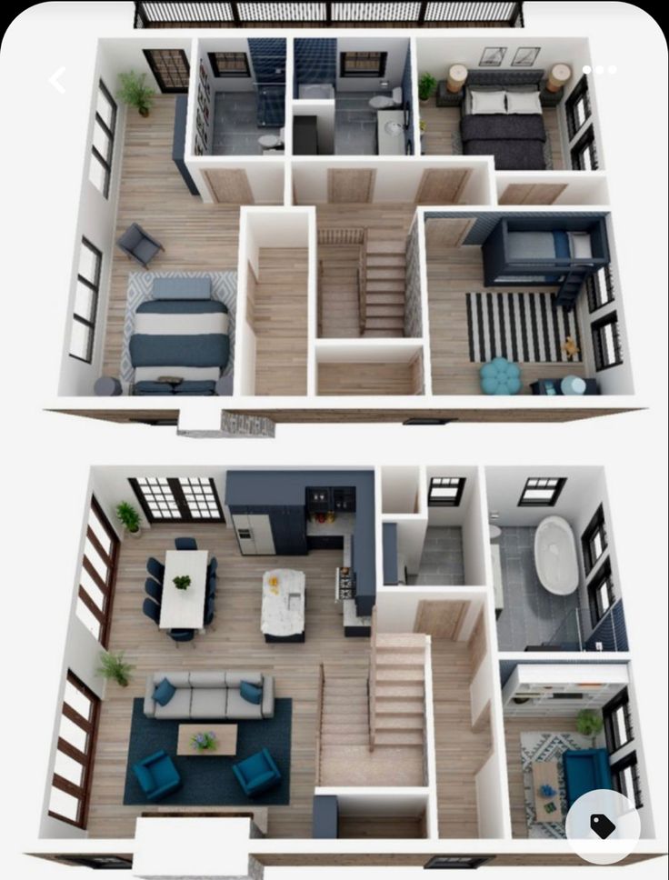 two floor plans for a small apartment