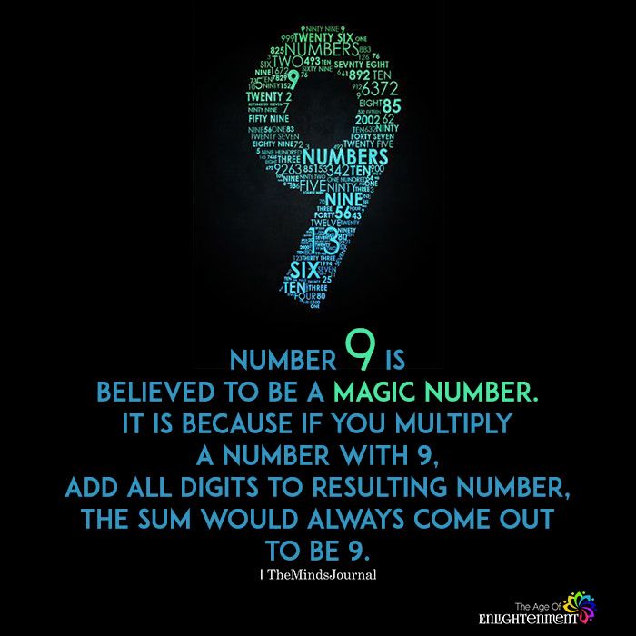 the number 9 is written in green and blue on a black background with words that spell out