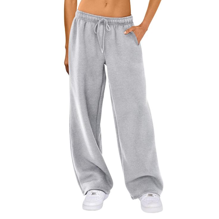 PRICES MAY VARY. ✔Quality Material: Women's sweatpants, 95% polyester + 5% spandex, skin-friendly fabric, soft and elastic texture, thickening, super warm, comfortable to wear all year round, women and teenage girls. ✔Features: Women's straight leg sweatpants, sports casual pants, elastic, solid color, low mid-high waist, loose, deep pockets on both sides and two back pockets, drawstring high waist design, women's trousers, women's casual sweatpants, casual style, simple and stylish women's long Aesthetic Dream, Running Trousers, Wide Leg Joggers, Clothes Wishlist, Baggy Sweatpants, Amazon Clothes, Wide Leg Sweatpants, Casual Sweatpants, Casual Joggers