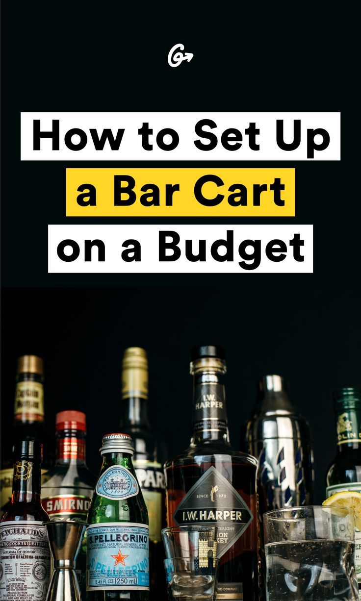 bottles and glasses sitting on top of a table with the title how to set up a bar cart on a budget