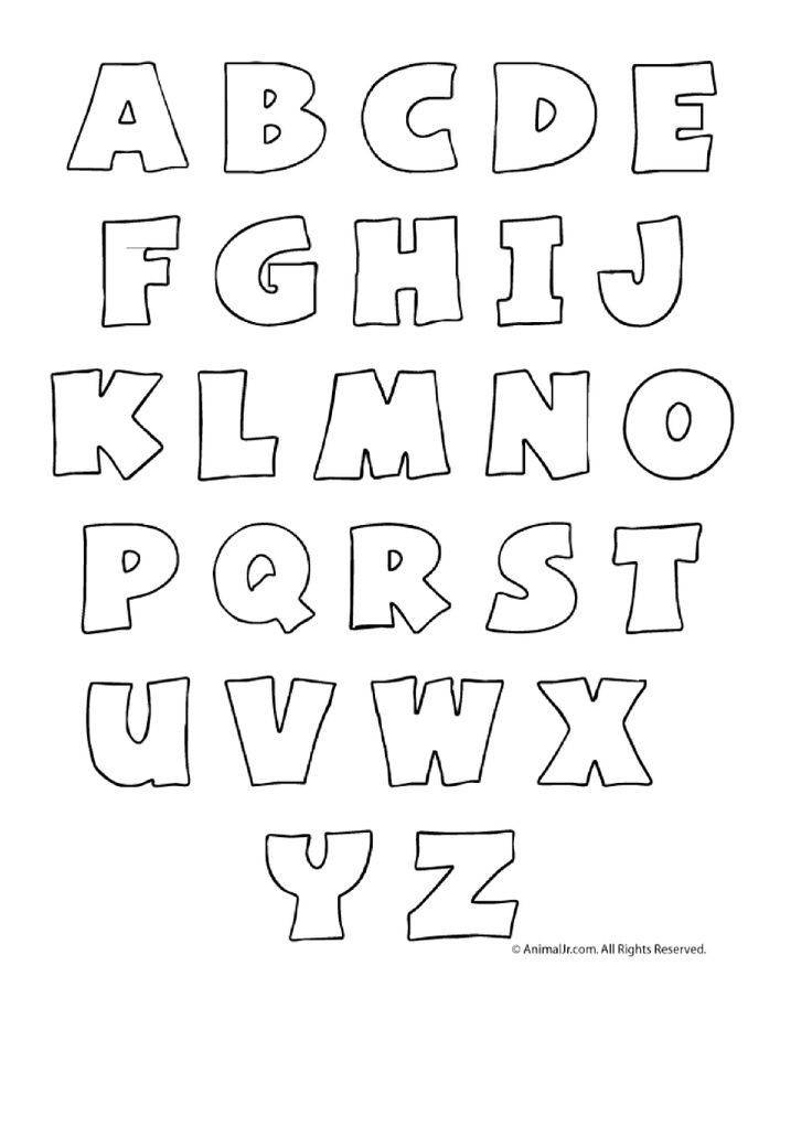 the alphabet is drawn in black and white, with letters to be added into it