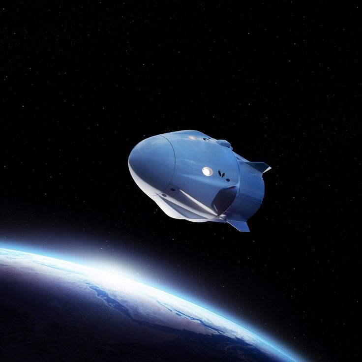 an artist's rendering of a space ship flying over the earth