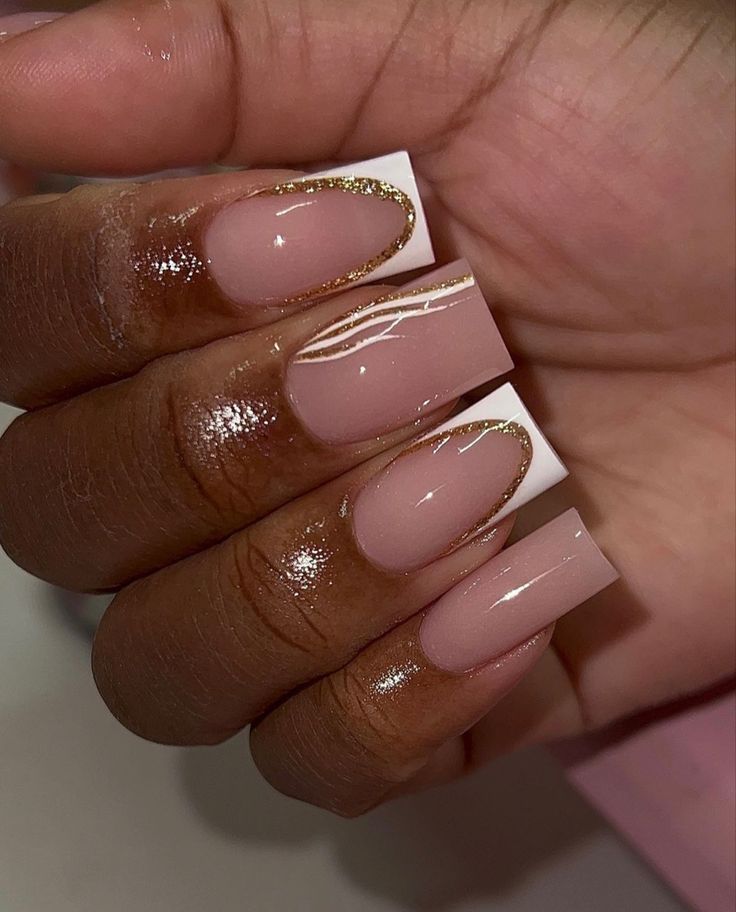 @Mjsnailgarden__ on insta 🫶🏽 Nails Nyc, Coffin Acrylic Nails, Gold Acrylic Nails, Nyc Nails, Small Nails, Queens Nyc, Cute Short Nails, Nails Salon, French Tip Acrylic Nails