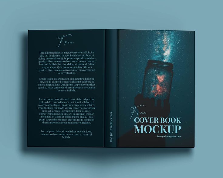 the cover book mockup is open to reveal an image of a person looking through a telescope