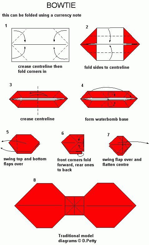 how to make an origami bow tie for someone's birthday, with instructions