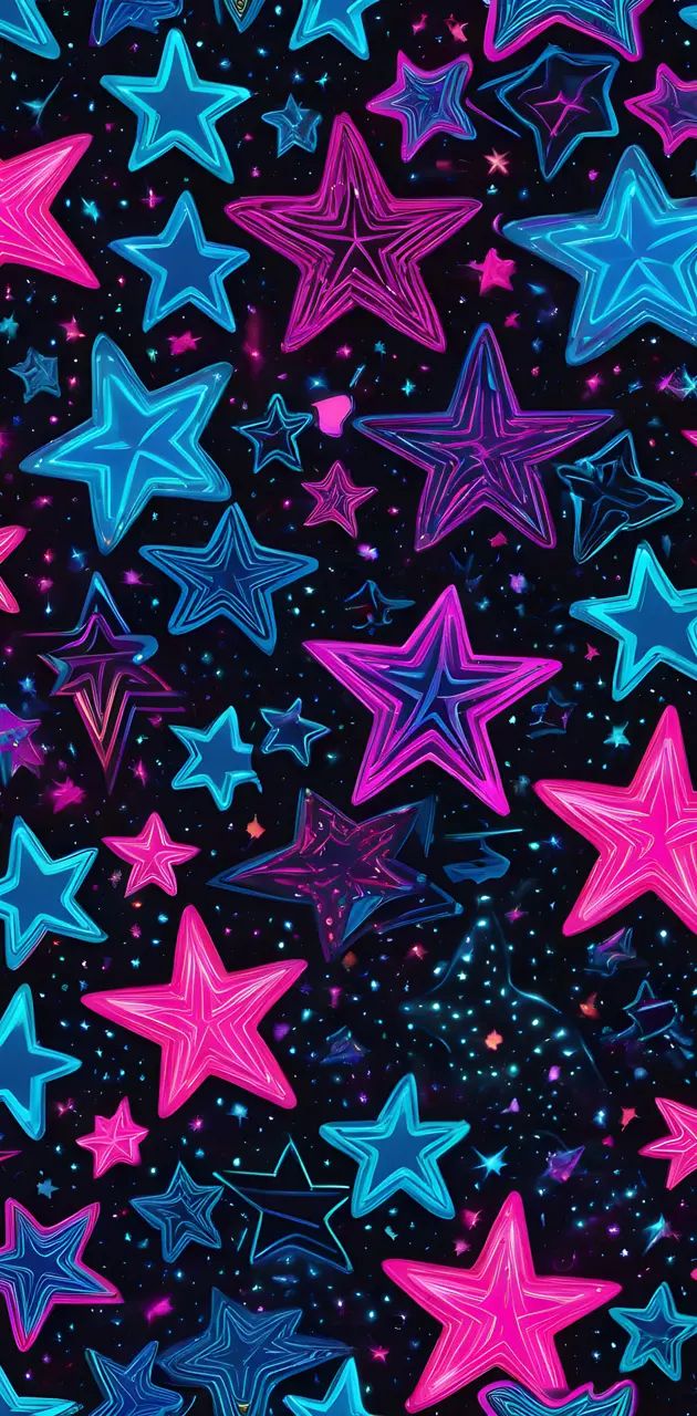 the stars are all different colors and sizes