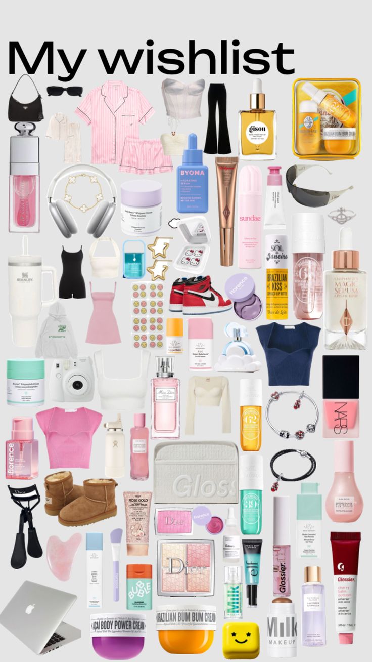 a poster with many different items on it and the words'my wishlist '