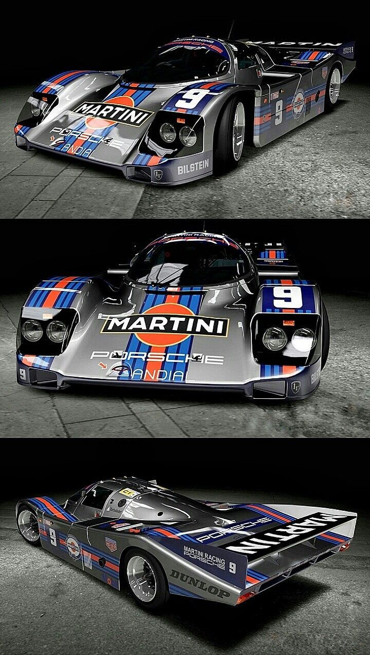 two photographs of the same race car in different stages and colors, one is silver with orange and blue stripes