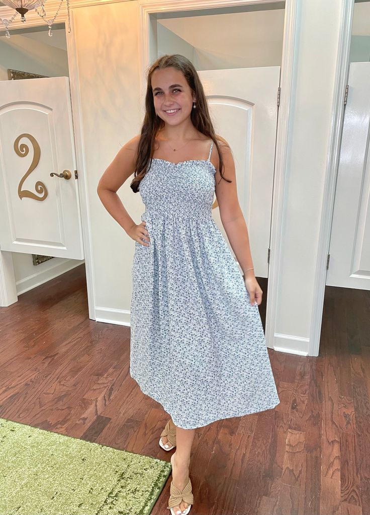 Embrace sweet summertime vibes with the Aiden Dress! This printed midi sun dress features a smocked detail that hugs your curves, plus adjustable straps for the perfect fit. Made of 100% polyester, this dress is both comfortable and stylish. Perfect for picnics, beach days, or any sunny adventure! Sizing: runs true to size; size chart included in the photos Summertime Vibes, Casual Chic Spring, Sweet Summertime, Flying Tomato, Jumpsuit Shorts Rompers, Sun Dress, Beach Days, Shoes Booties, Short Jumpsuit