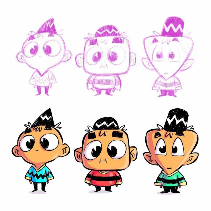 three cartoon boys with different hair styles