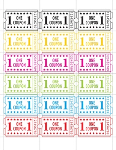 one coupon ticket with the number 1 on it in different colors and numbers,