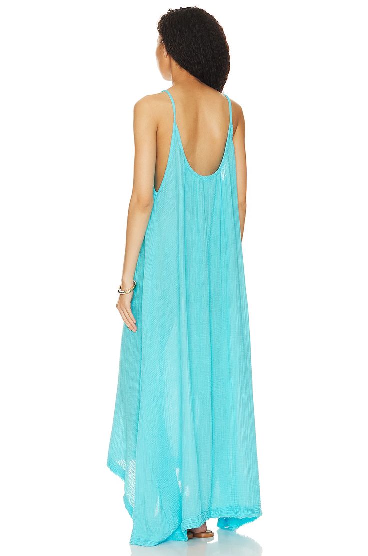 Beautiful maxi dress in an aqua color blue! Could fit small and medium because it has a stretch and is super flowy! 100% cotton Made in USA Hand wash Unlined Pull-on styling Crinkle gauze fabric Beautiful Maxi Dresses, Gauze Fabric, Aqua Color, Dress 16, Crop Top Blouse, 8 Days, Unique Dresses, Cutout Dress, Dress Suits