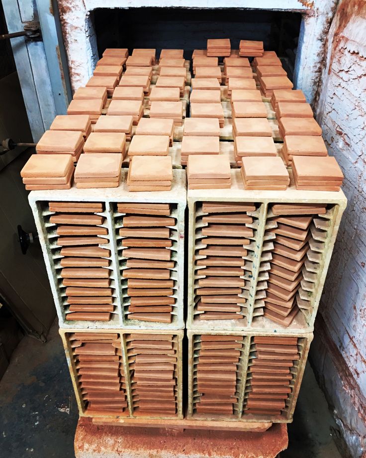 several stacks of bricks sitting on top of each other