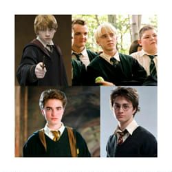 several pictures of harry potter and his friends