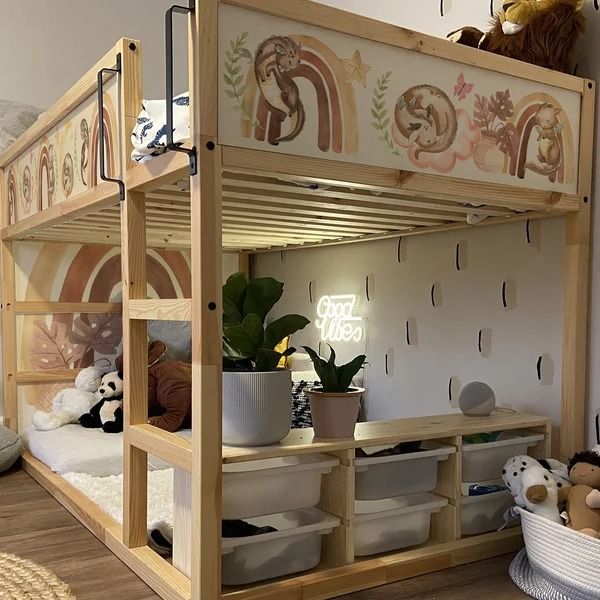 there is a bunk bed in the children's room