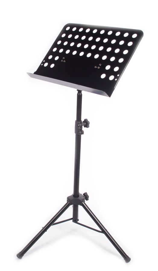 a black music stand with white dots on it