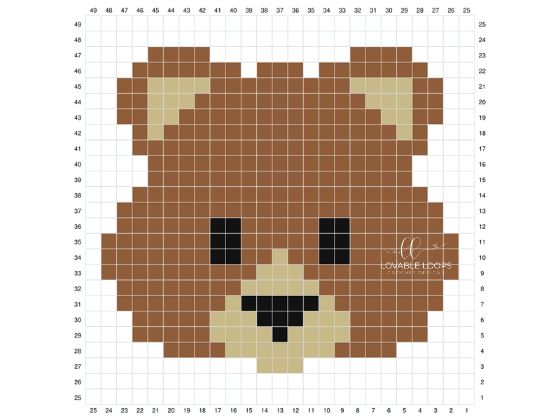 a cross stitch pattern with a teddy bear's face