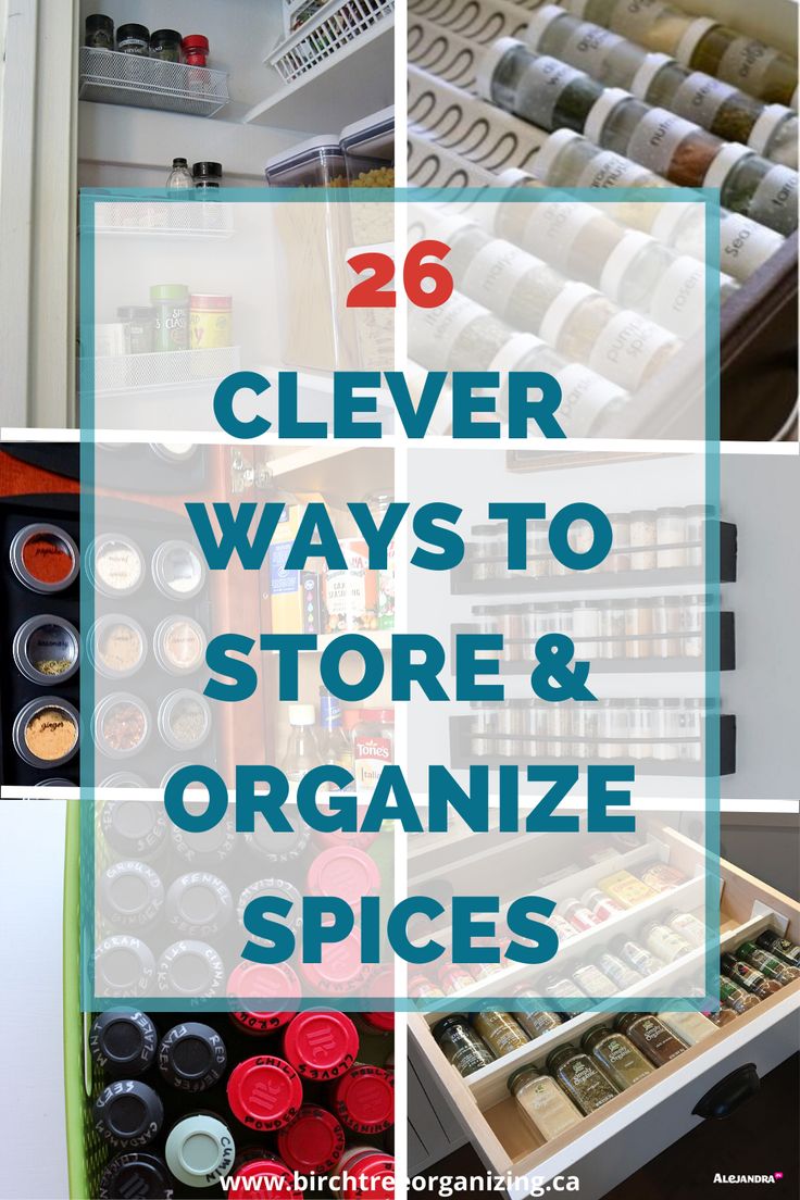 clever ways to store and organize spices in the kitchen or pantry with lots of storage space