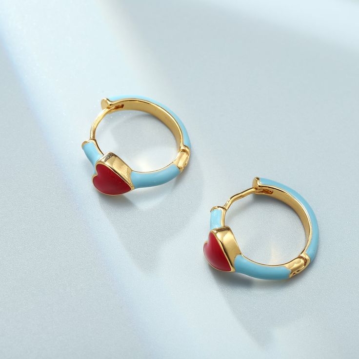 Crafted with exceptional care and precision, these Sweet Heart Earrings are the perfect way to show someone special how much you care. With a sophisticated design, the quality of these earrings will make a statement in any back to school outfit. This timeless piece will be a treasured fashion accessory for any occasion. DETAILS Plating: 18K Gold Materials: 18K Gold on Brass, Enamel Hoop Diameter: 0.59"(15mm) Weight: 9.2g Enamel Huggie Jewelry Gift, Enamel Huggie Earrings Perfect For Gifts, Gold Enamel Huggie Earrings As Gift, Cute Huggie Hoop Earrings For Valentine's Day, Valentine's Day Cute Huggie Hoop Earrings, Enamel Earrings With Heart Charm As Gift, Heart Charm Enamel Earrings, Enamel Heart Charm Earrings As Gift, Elegant Enamel Heart Earrings For Gift