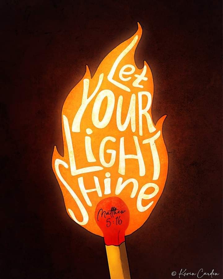 a lit matchstick with the words let your light shine on it