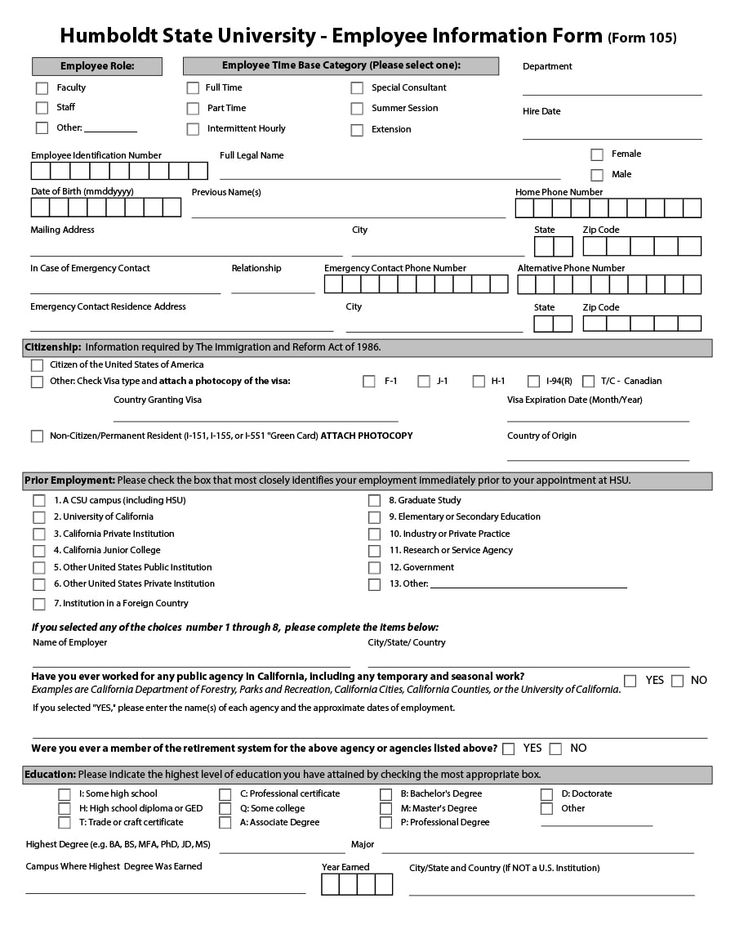 the employee information form is shown