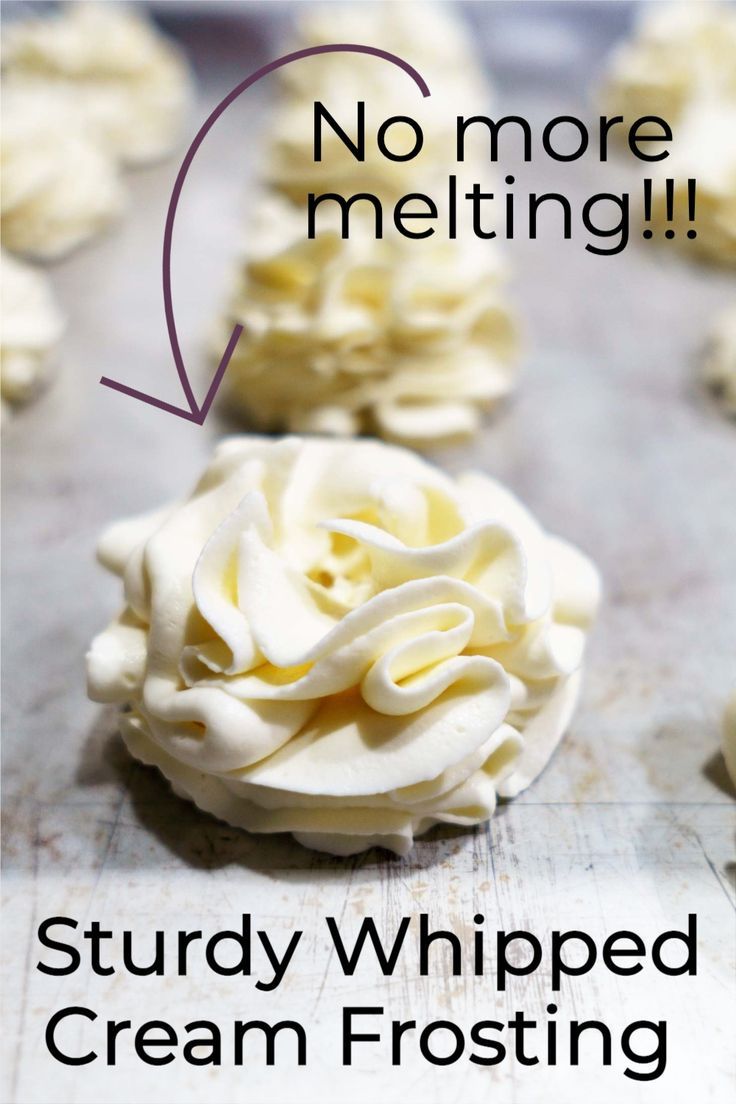 stabilized whipped cream flowers on a metal cookie sheet Whip Cream Frosting For Cupcakes, Stabilized Whipped Cream Frosting Cake, Whipped Cream Frosting For Ice Cream Cake, Simple Whipped Cream Frosting, Whip Cream Filling For Cake, Heavy Cream And Pudding Frosting, How To Make Thick Whipped Cream, The Best Whipped Cream Frosting, Wip Cream Frosting