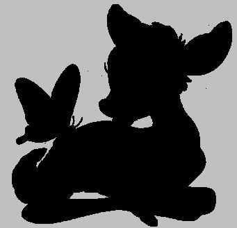 a black silhouette of a dog and butterfly