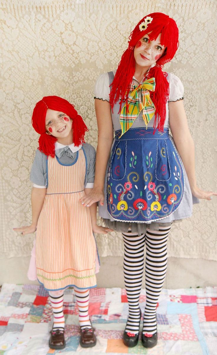 there are many different costumes for children and adults to make them look like they have red hair