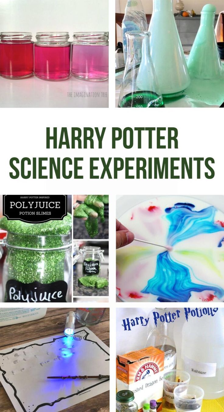 harry potter science experiments for kids with text overlay that reads harry potter science experiments