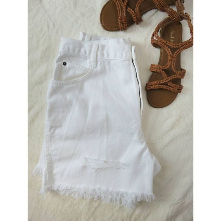 "Your new favorite high waist denim shorts, just in time for Summer vacation, festival and concert season, and the Fourth of July, check out these custom cutoff distressed vintage gems from Gitano jeans in the 90's! Ladies Size Vintage 12/ Modern fits size 8 / 29 best (please see measurements). Bright white; 100% denim cotton; longer inseam; 5-pocket design; belt loops; I custom destroyed these with distressed patches and fringe. These measure lying flat 14.75\" across waist (almost 15\"), 12.5\" high rise, about 23.25\" across hips, and 5.5\" inseam. Excellent vintage condition with minor wash wear/ pilling. Ships fast! I'm a SAHM and Small Business owner, thank you so very much for your support! --Jen #1552 [Props not included] Photo #3 distressing on front Photos #6, #7 distressing on b Summer Cotton Ripped Jean Shorts, Ripped Cotton Jean Shorts For Summer, Summer Cotton Ripped Shorts, Casual Summer Jean Shorts With Frayed Hem, Casual Jean Shorts With Frayed Hem For Summer, Trendy High Rise Jean Shorts For Summer, Casual Cutoff Shorts For Summer, Cotton Shorts With Frayed Hem For Summer, Ripped Shorts For Spring