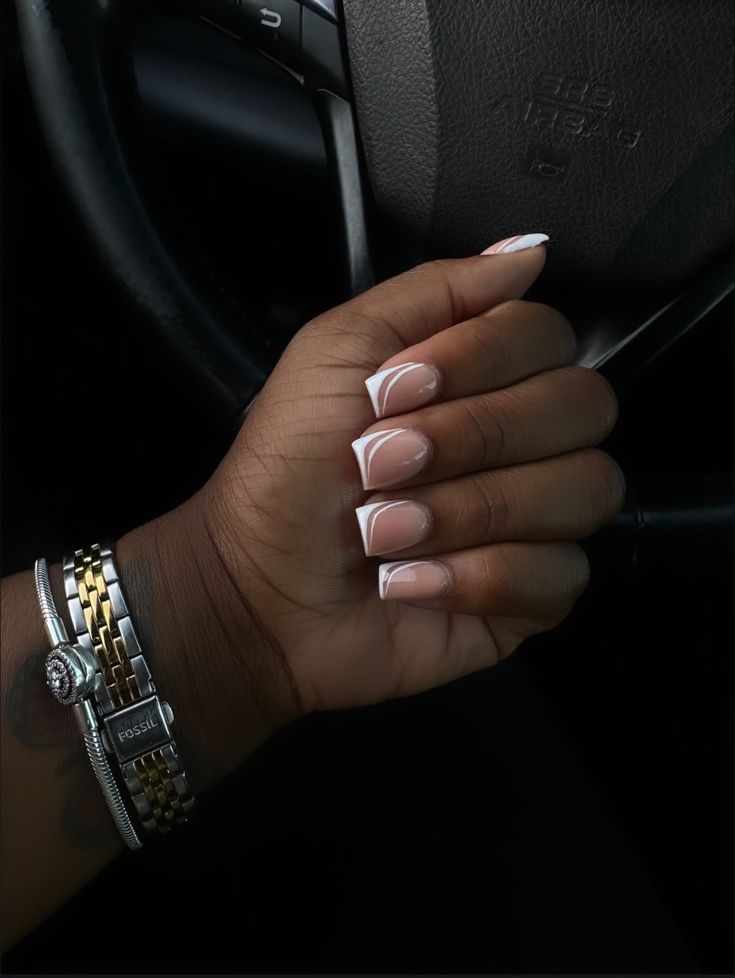 Short Classy French Tip Nails, French Tip Designs Square, Gigi Hairstyles, Classy Nails Square, Grey French Tip Nails, Extra Short Acrylic Nails, French Tip Styles, Classy French Tip Nails, Classy Nails Short