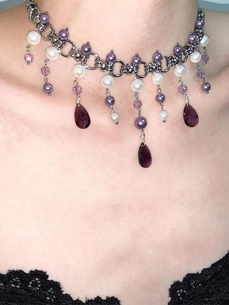 Purple Dragon Pearl Beaded Choker | Jewelry | Three Fleas Blackmilk Clothing, Thigh Chain, Purple Dragon, Choker Jewelry, Black Milk, Jewelry Choker, Store Ideas, Beaded Choker, Creative Words