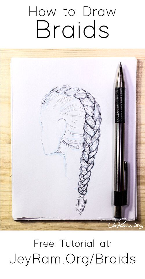 an image of how to draw braids on paper with the title overlaying it