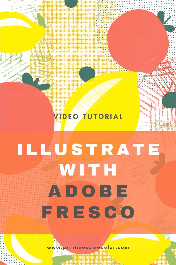 the cover of an adobe video course with fruit and leaves in yellow, pink, green,