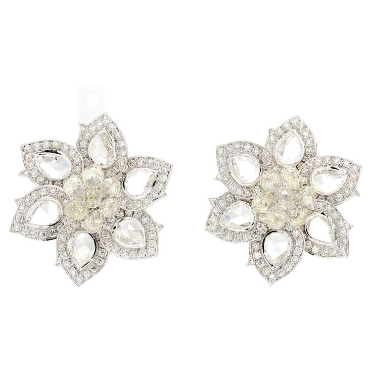 pair of diamond and white gold earrings