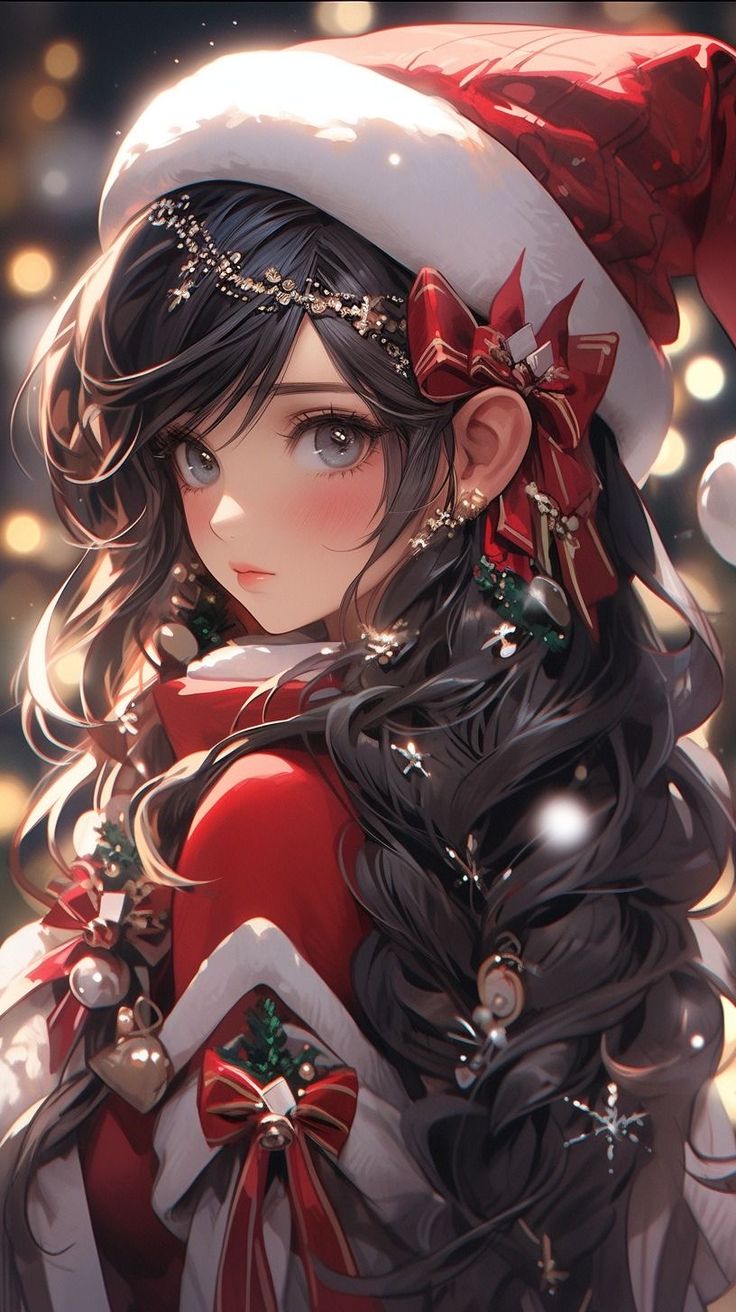 Christmas Anime Pfp Girly, Christmas Girly Wallpapers, Christmas Girl Pfp, Christmas Anime Pfp Aesthetic, Christmas Girl Drawing, Anime Pfp Christmas, Christmas Anime Wallpaper, Christmas Anime Pfp, Xmas Anime