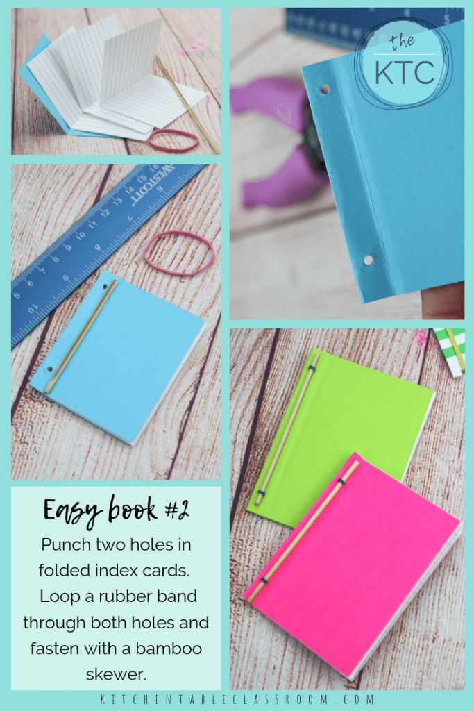 four different types of notebooks with the text, easy book 2 punch into notes in folded index cards