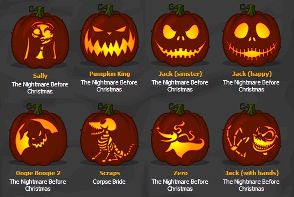 pumpkins with different faces and names for each character in the movie, including jack - o'- lanterns